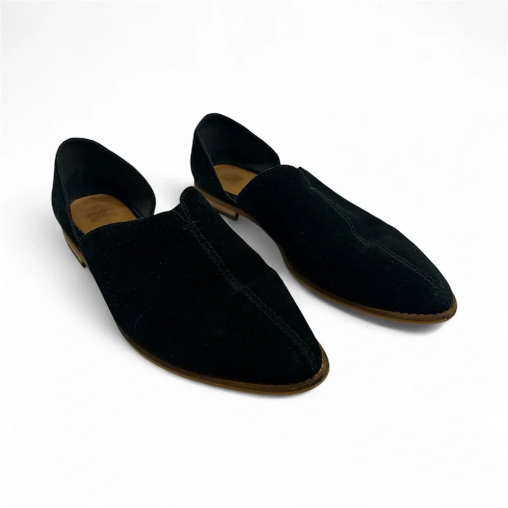 Frye And Co Fenn D'Orsay Black Suede Flats SZ 8